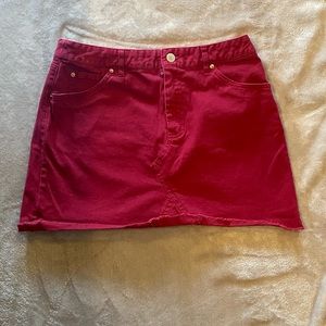 Red denim skirt